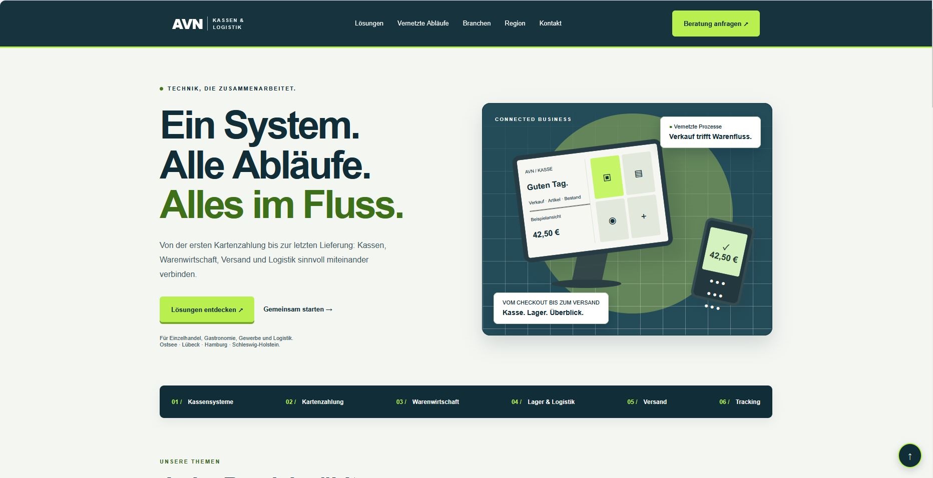 Screenshot AVN Kassen & Logistik
